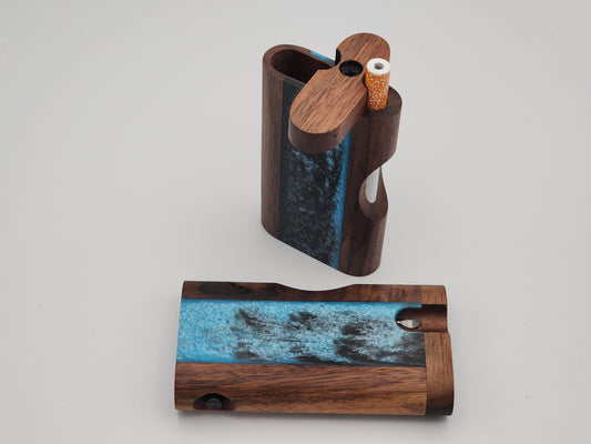 Zombieboxx Dugouts - UltimateZ - Premium Black Walnut - Light Blue/Black Resin Epoxy