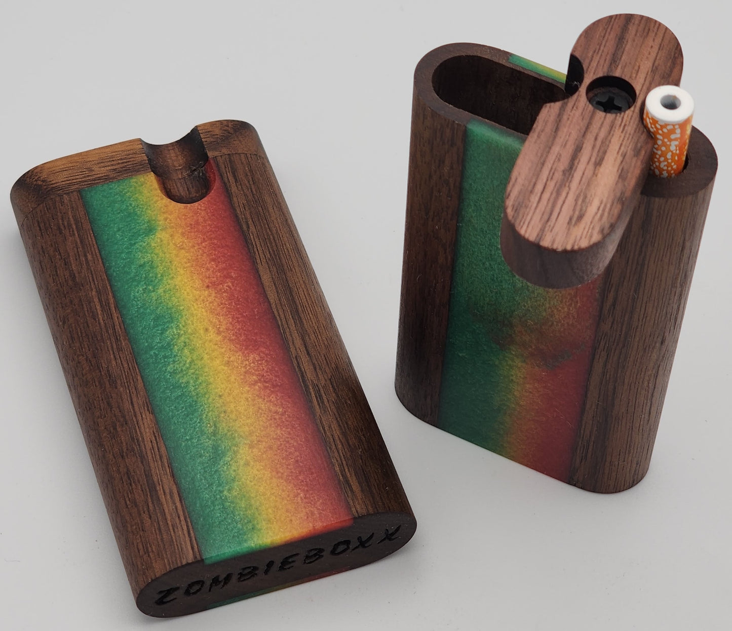 Zombieboxx Dugouts - MidZ - Tall - Premium Black Walnut - Rasta Resin Epoxy