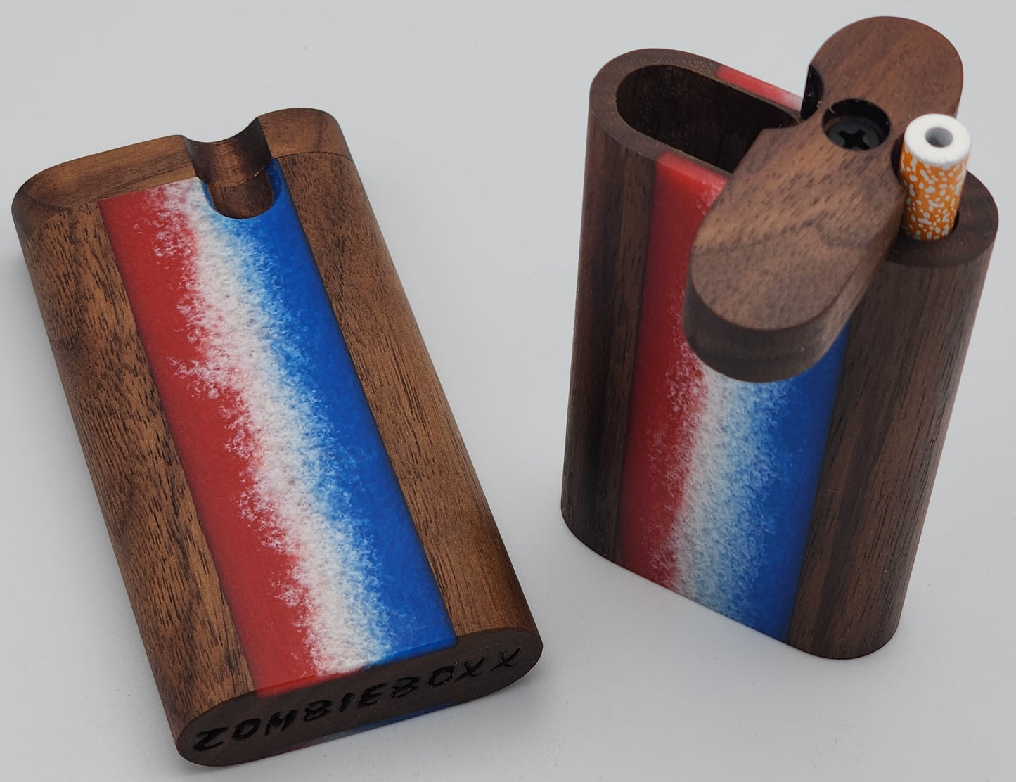 Zombieboxx Dugouts - MidZ - Tall - Premium Black Walnut - Rasta Resin Epoxy