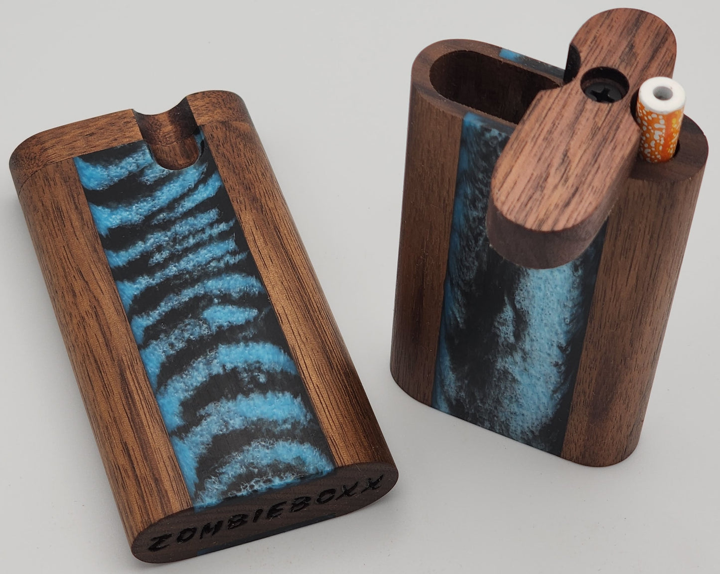 Zombieboxx Dugouts - MidZ - Tall - Premium Black Walnut - Rasta Resin Epoxy