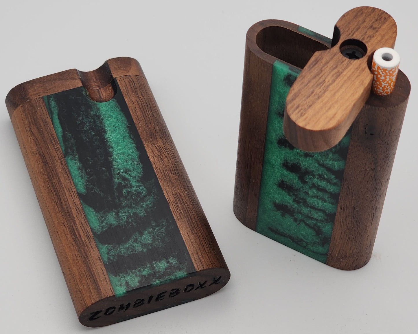 Zombieboxx Dugouts - MidZ - Tall - Premium Black Walnut - Rasta Resin Epoxy