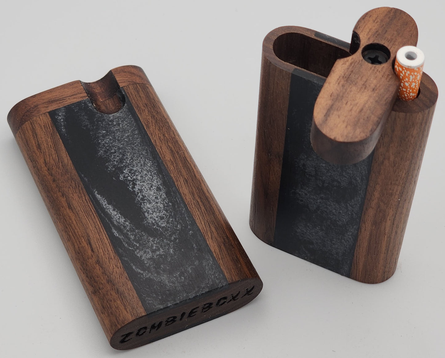 Zombieboxx Dugouts - MidZ - Tall - Premium Black Walnut - Rasta Resin Epoxy